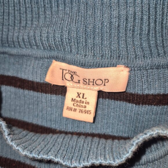 THE TOG SHOP Pretty Cotton sweater, Black and Turquoise stripes, size XL - Picture 16 of 16